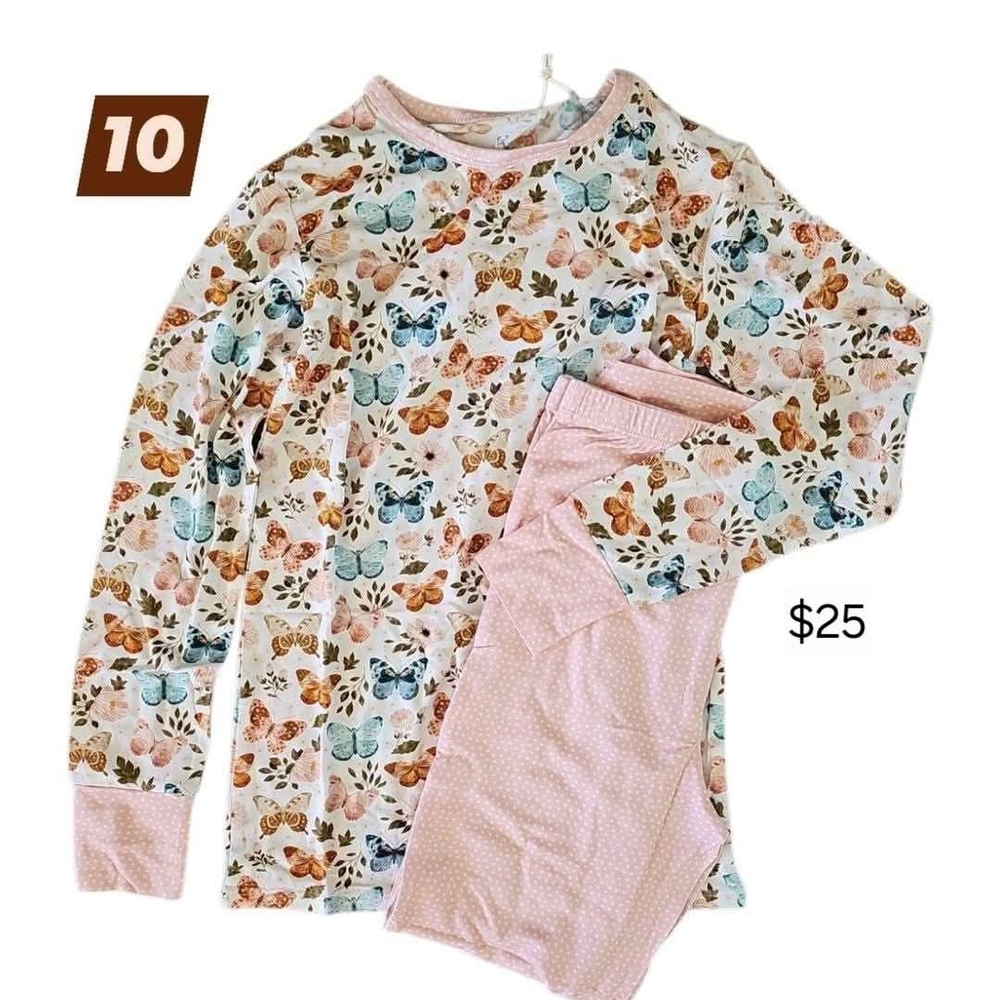Butterfly Print Kids Pajamas BAMBOO - Pink and Multicolor